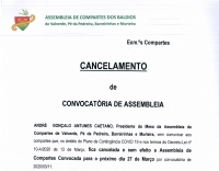 CANCELAMENTO DE CONVOCATÓRIA DE ASSEMBLEIA DE COMPARTES - 27/03/2020